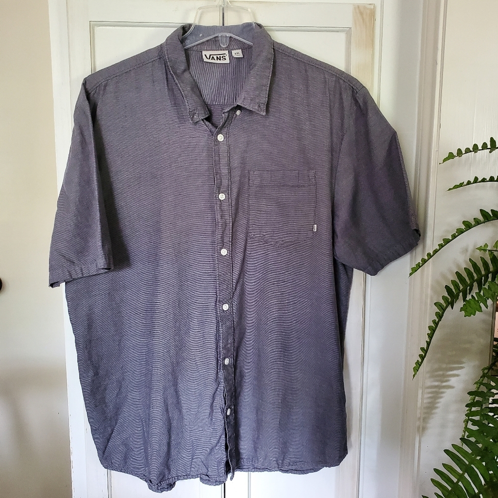Vans Off The Wall Mens 2x Short Sleeve Button Front Gray Collared